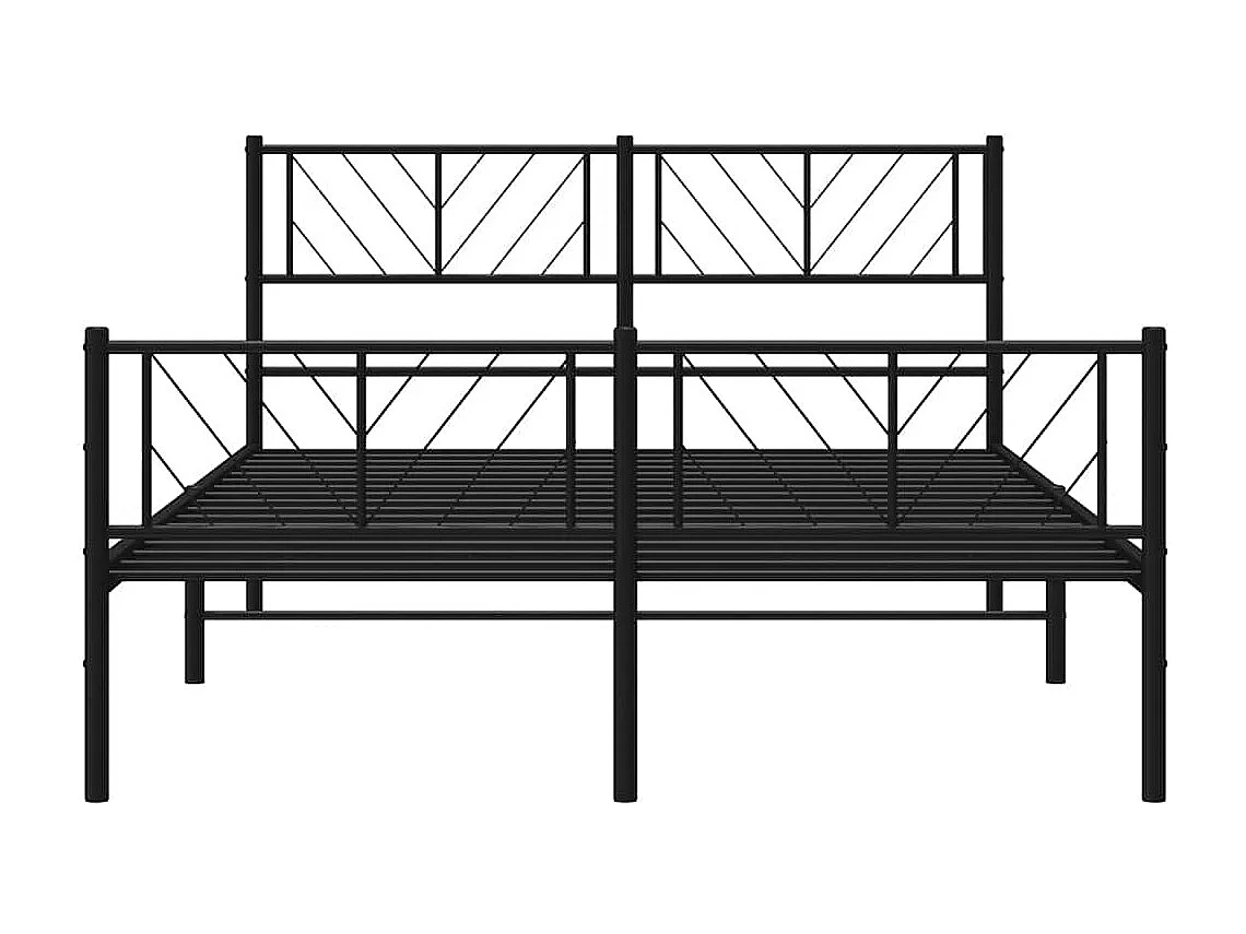 Cadre de lit métal sans matelas avec pied de lit noir 135x190cm