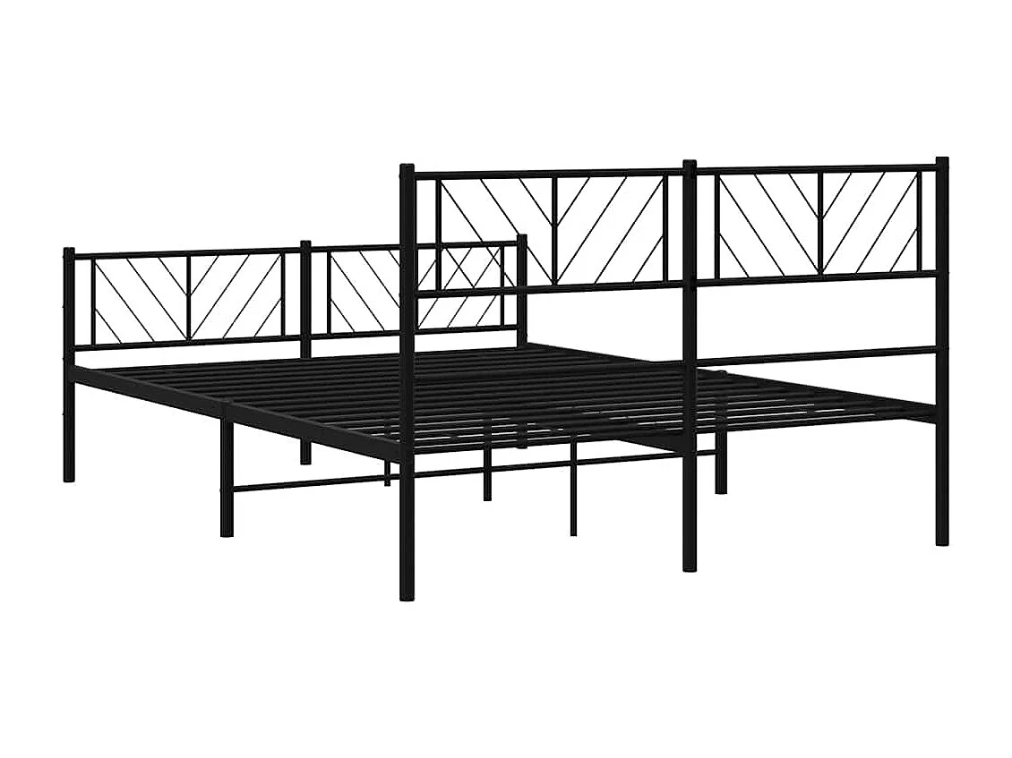 Cadre de lit métal sans matelas avec pied de lit noir 135x190cm