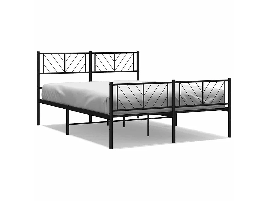 Cadre de lit métal sans matelas avec pied de lit noir 135x190cm
