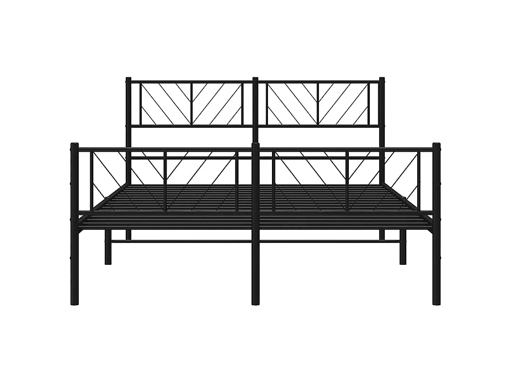 Cadre de lit métal sans matelas avec pied de lit noir 135x190cm
