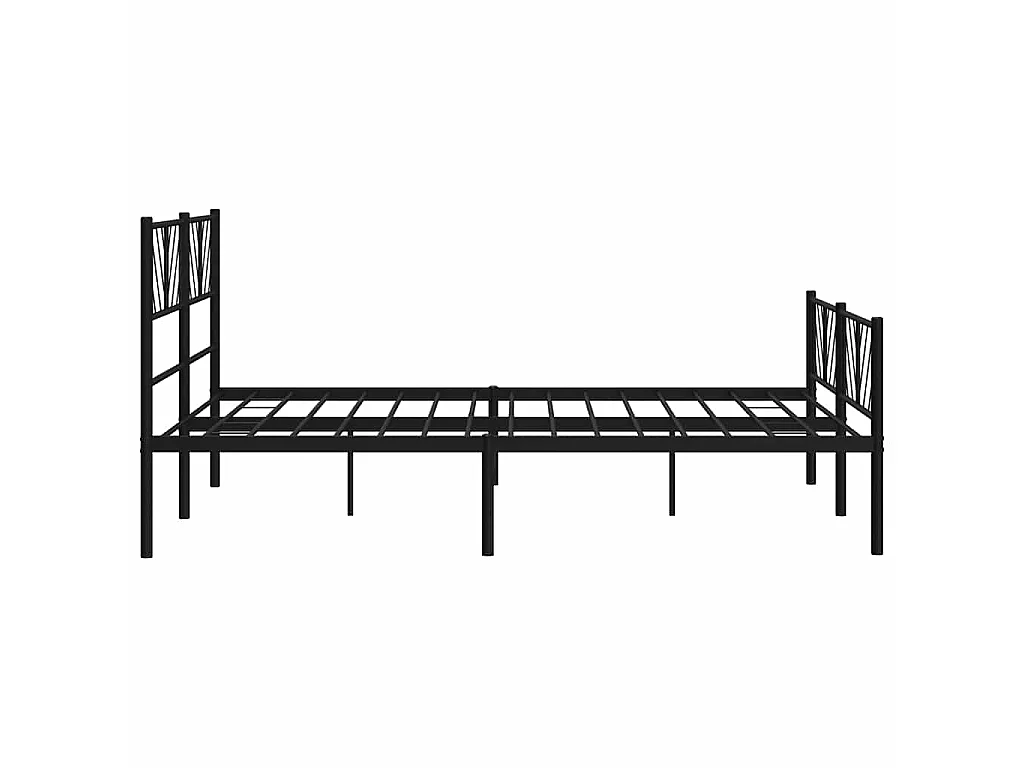 Cadre de lit métal sans matelas avec pied de lit noir 135x190cm