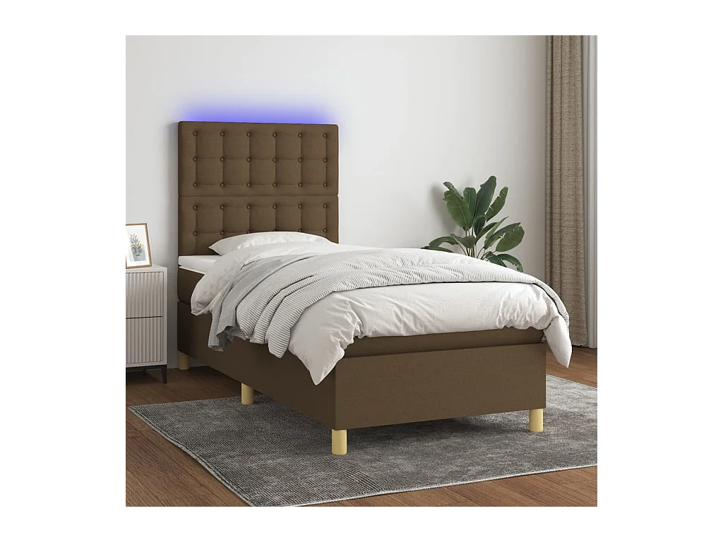 Boxspringbett mit Matratze & LED Dunkelbraun 80x200 cm Stoff