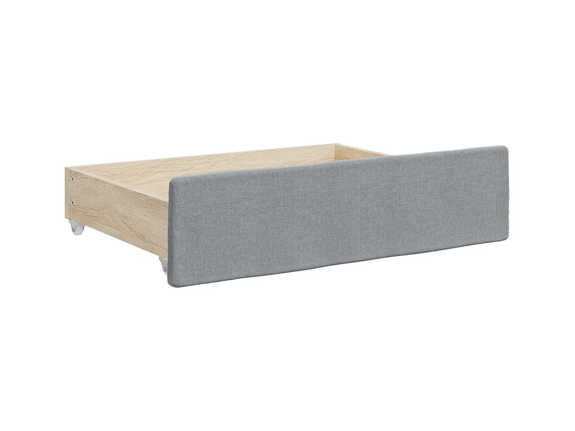 Divano Letto Estraibile Cassetti Grigio Chiaro 90x200cm Tessuto