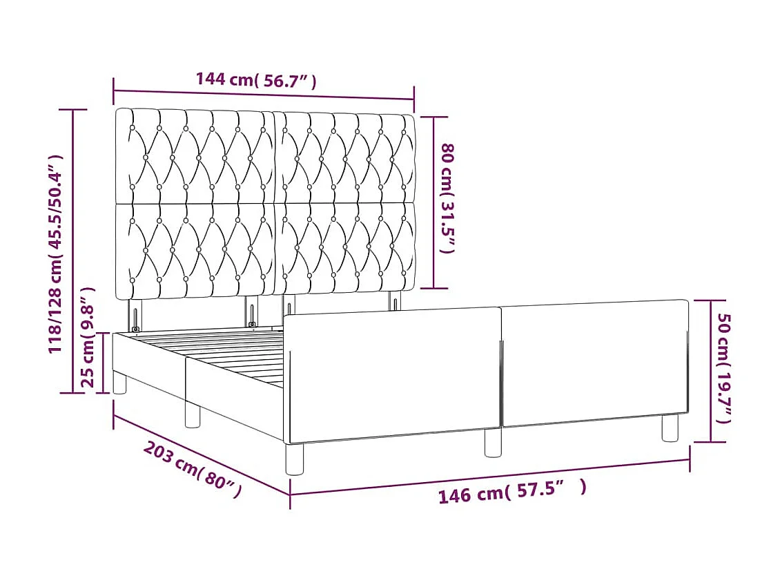 Bettgestell ohne Matratze Blau 140x200 cm Stoff
