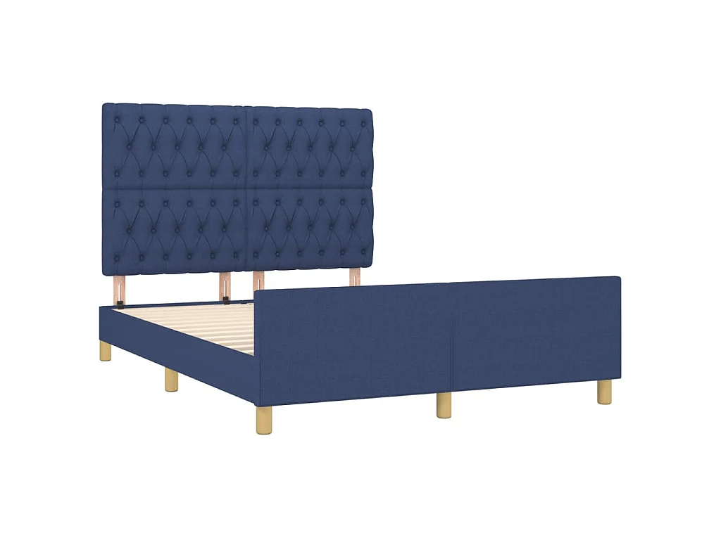 Cadre de lit sans matelas bleu 140x200 cm tissu