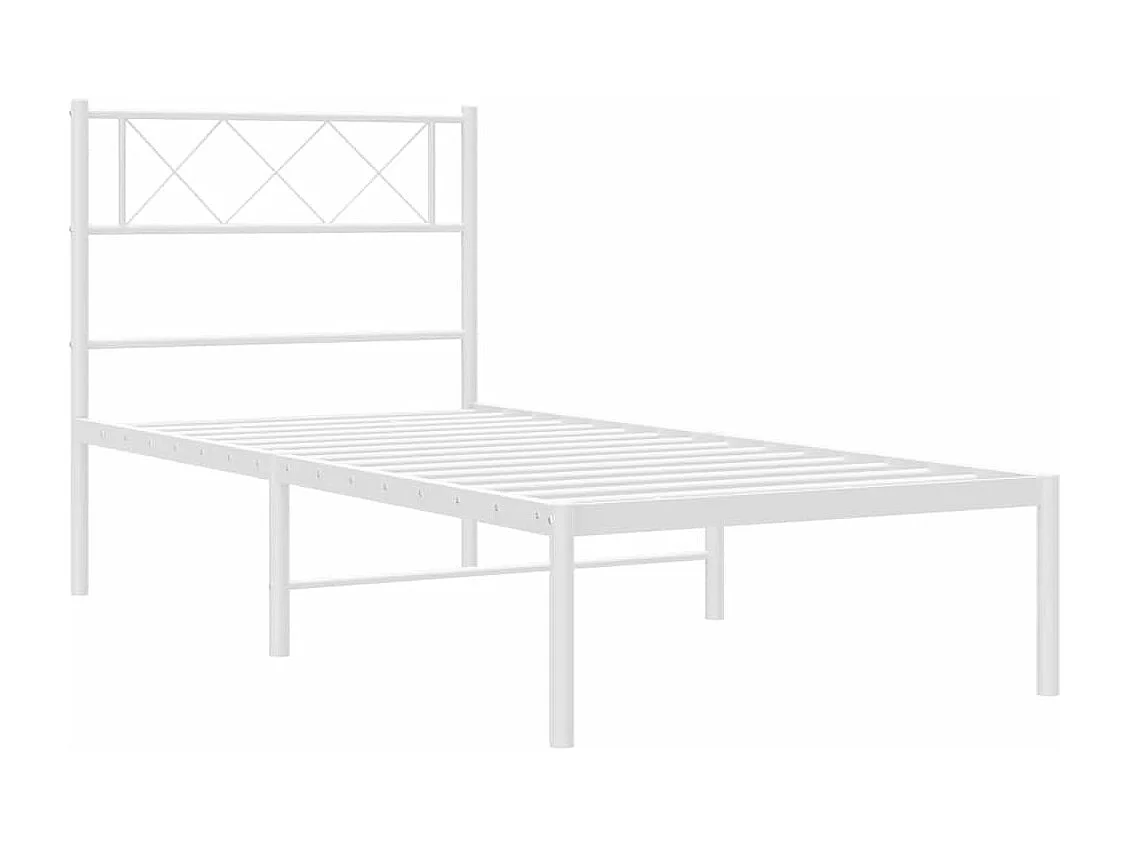 Cadre de lit métal sans matelas et tête de lit blanc 100x200 cm