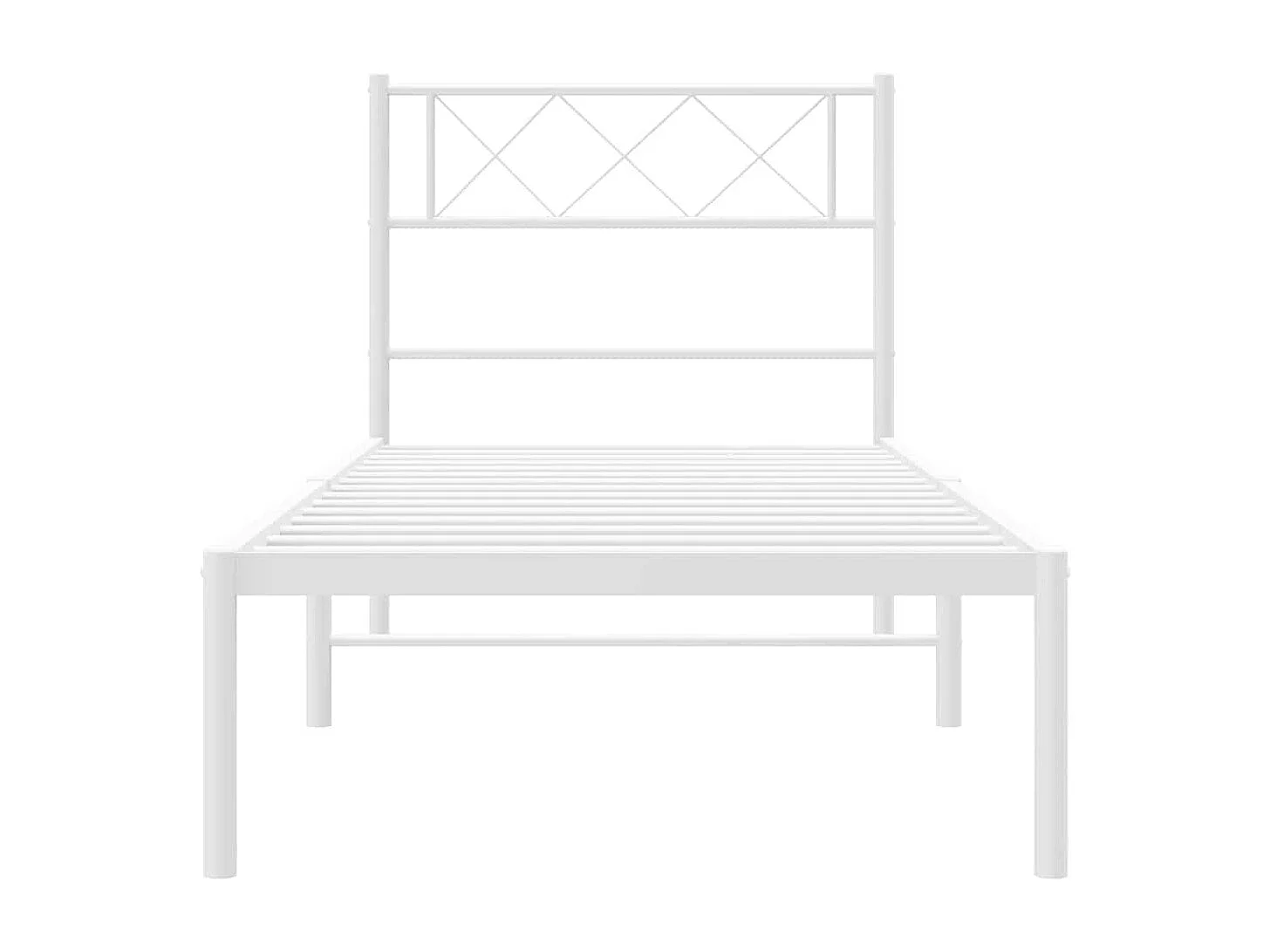 Cadre de lit métal sans matelas et tête de lit blanc 100x200 cm