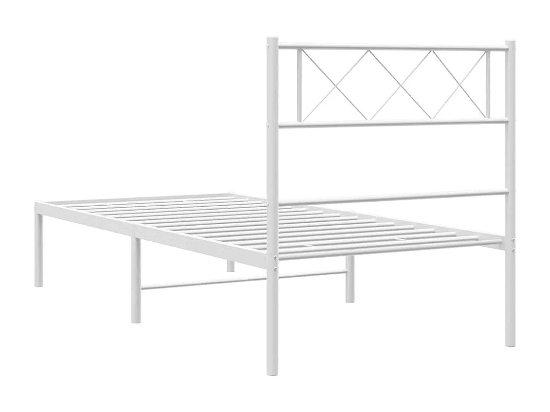 Cadre de lit métal sans matelas et tête de lit blanc 100x200 cm
