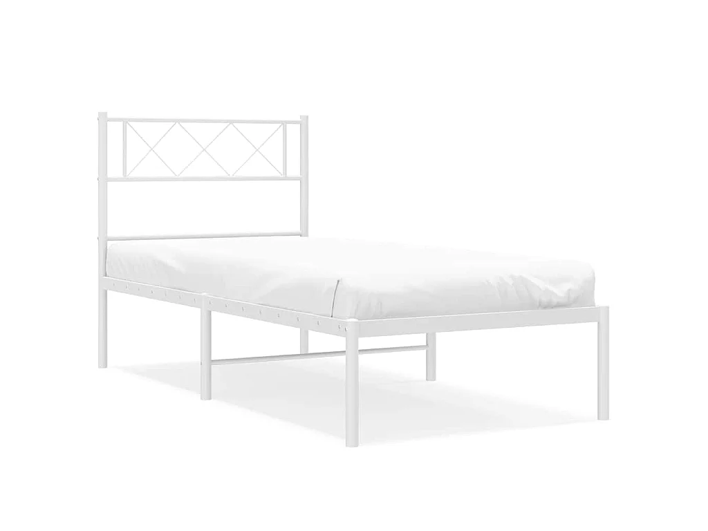 Cadre de lit métal sans matelas et tête de lit blanc 100x200 cm