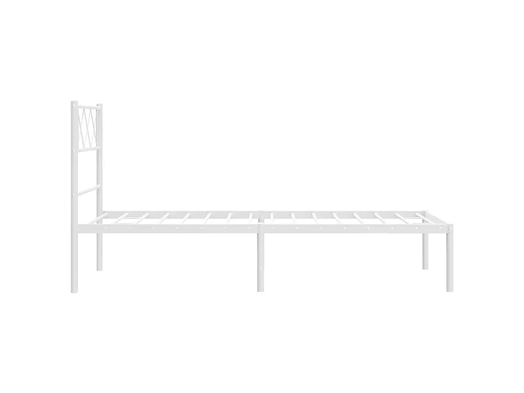 Cadre de lit métal sans matelas et tête de lit blanc 100x200 cm