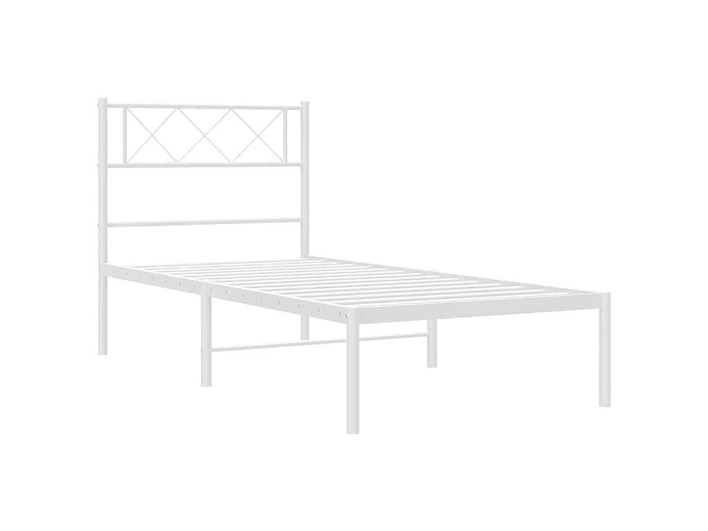 Cadre de lit métal sans matelas et tête de lit blanc 100x200 cm
