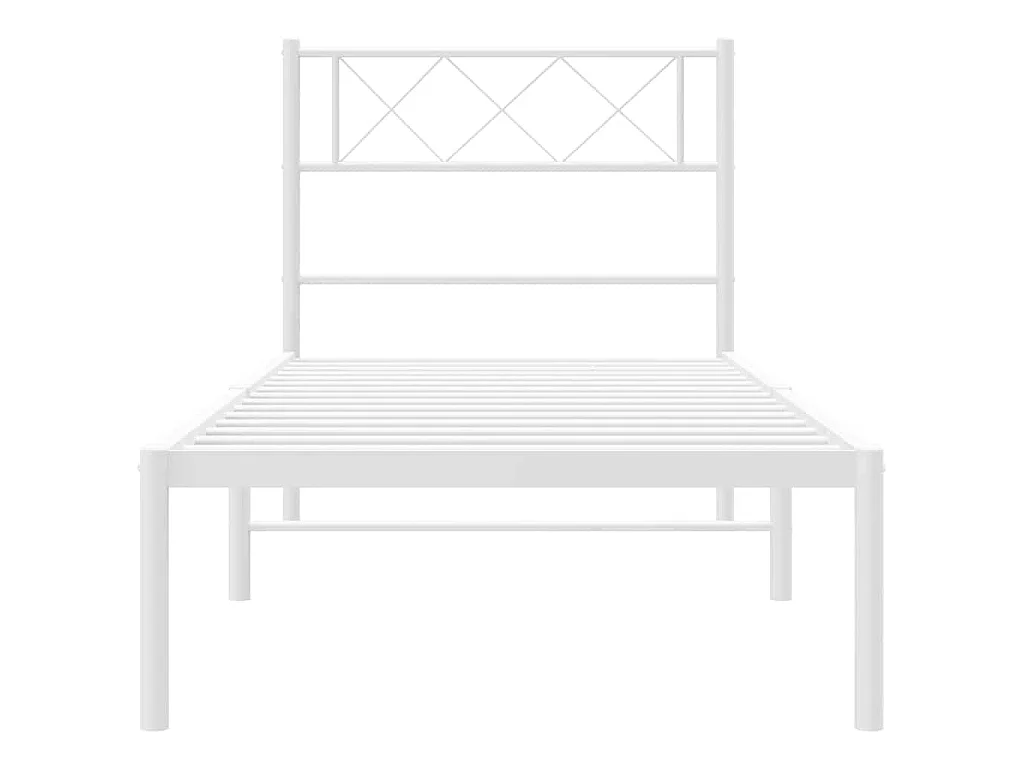 Cadre de lit métal sans matelas et tête de lit blanc 100x200 cm