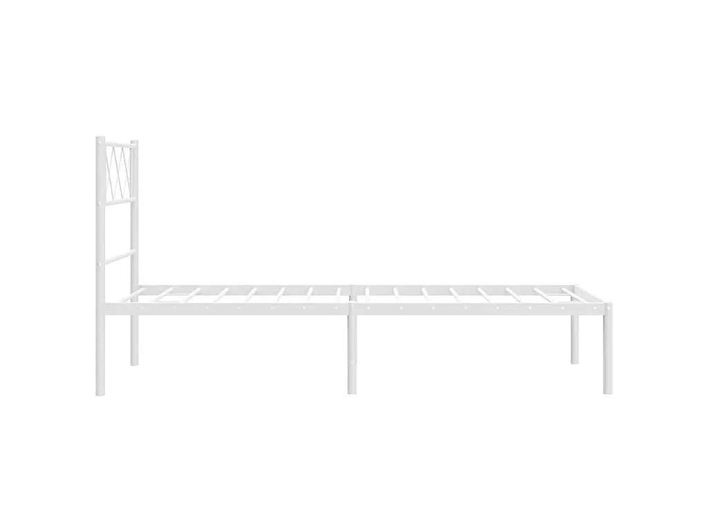 Cadre de lit métal sans matelas et tête de lit blanc 100x200 cm