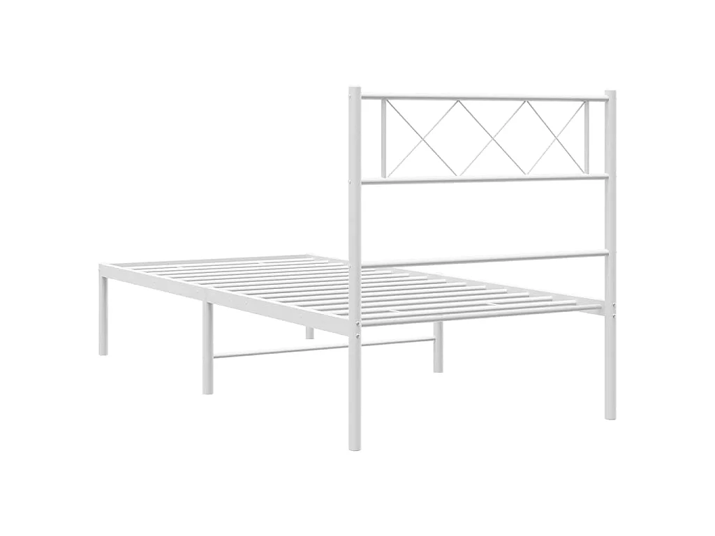 Cadre de lit métal sans matelas et tête de lit blanc 100x200 cm