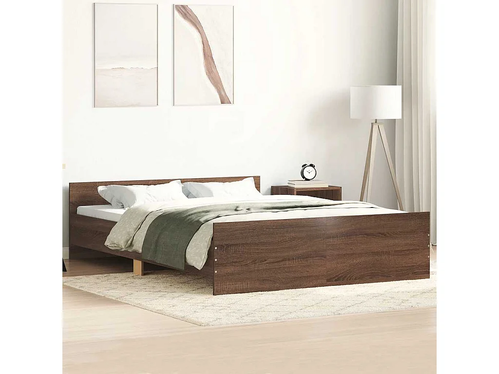 Cadre de lit sans matelas chêne marron 150x200 cm