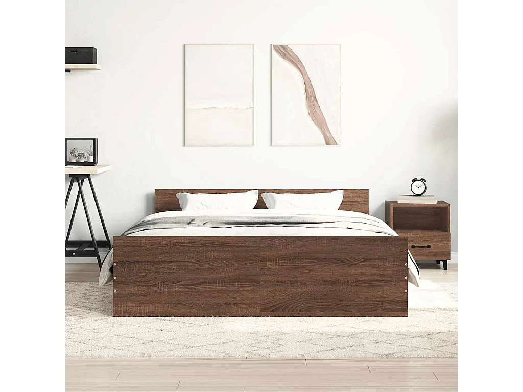 Cadre de lit sans matelas chêne marron 150x200 cm