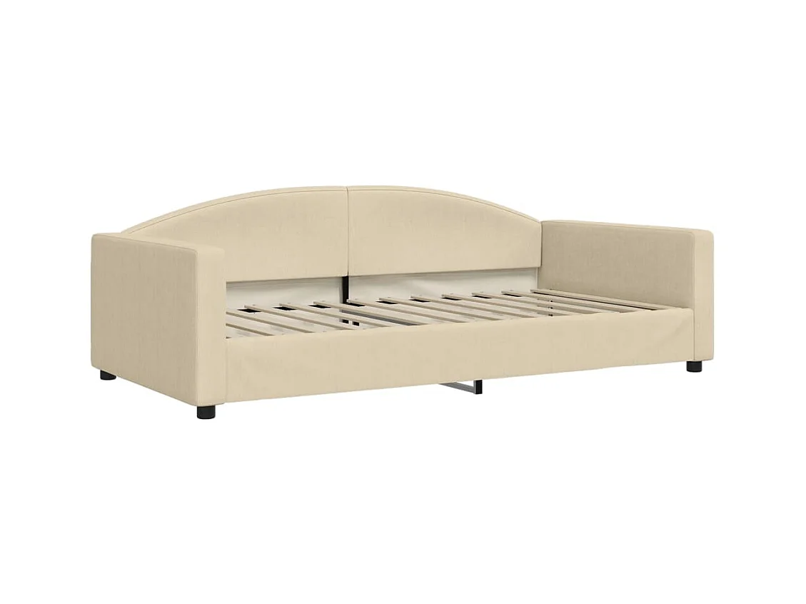 Lit de jour avec lit gigogne crème 100x200 cm tissu