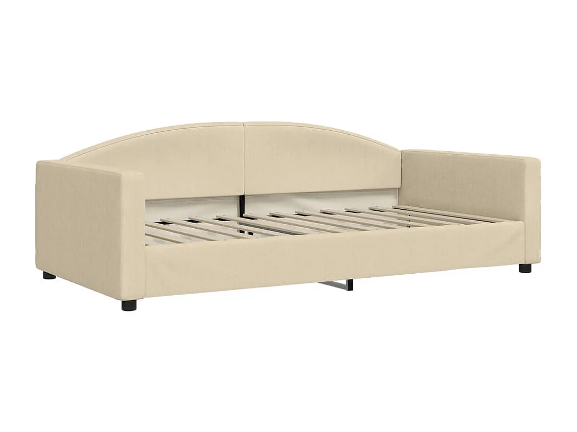 Lit de jour avec lit gigogne crème 100x200 cm tissu