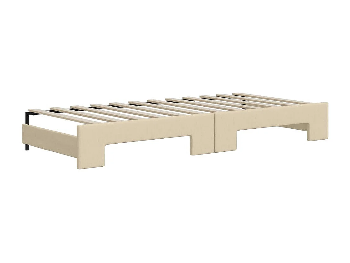 Lit de jour avec lit gigogne crème 100x200 cm tissu