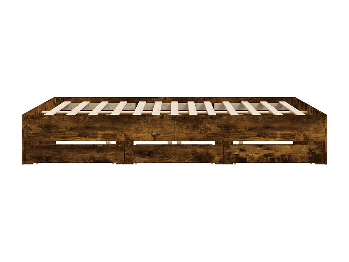 Cama con cajones madera de ingeniería roble ahumado 180x200 cm