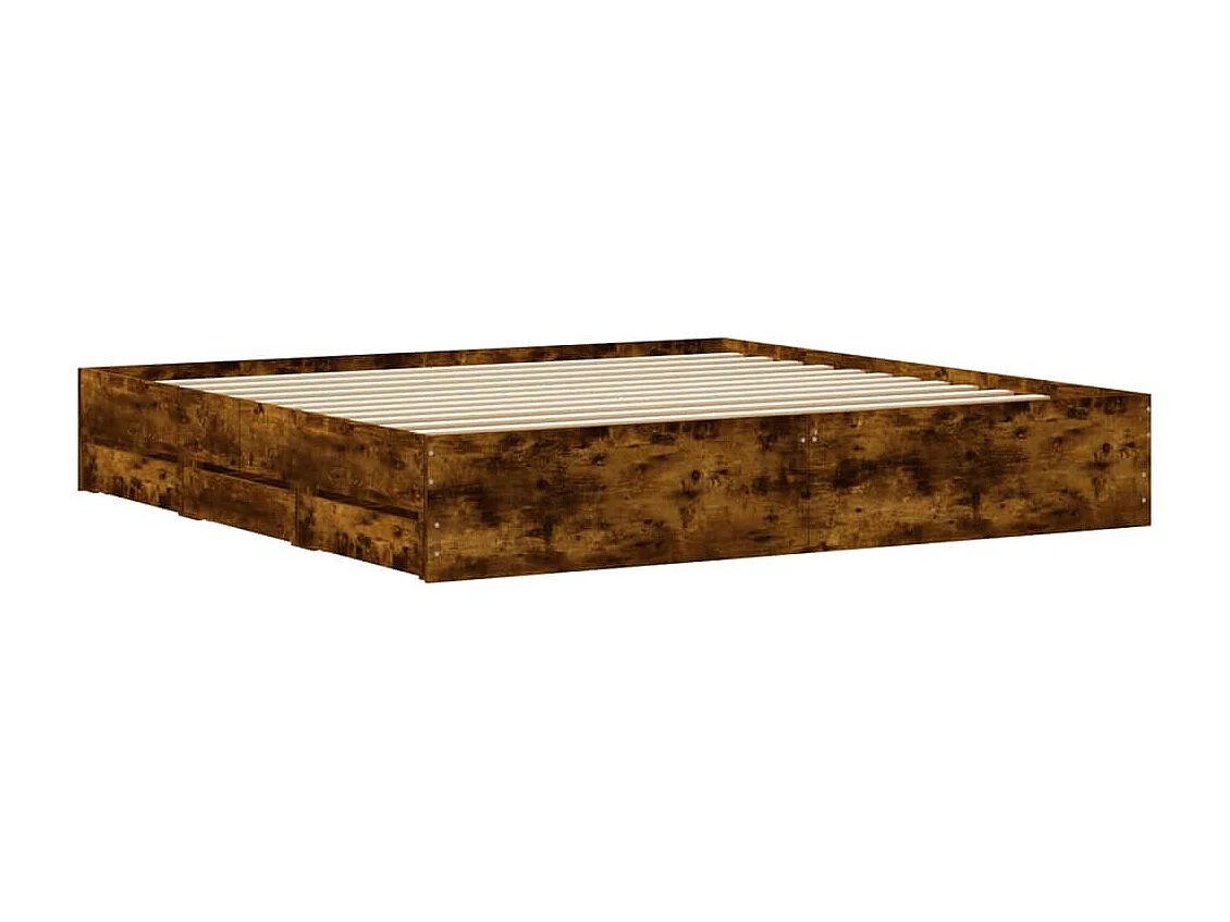Cama con cajones madera de ingeniería roble ahumado 180x200 cm