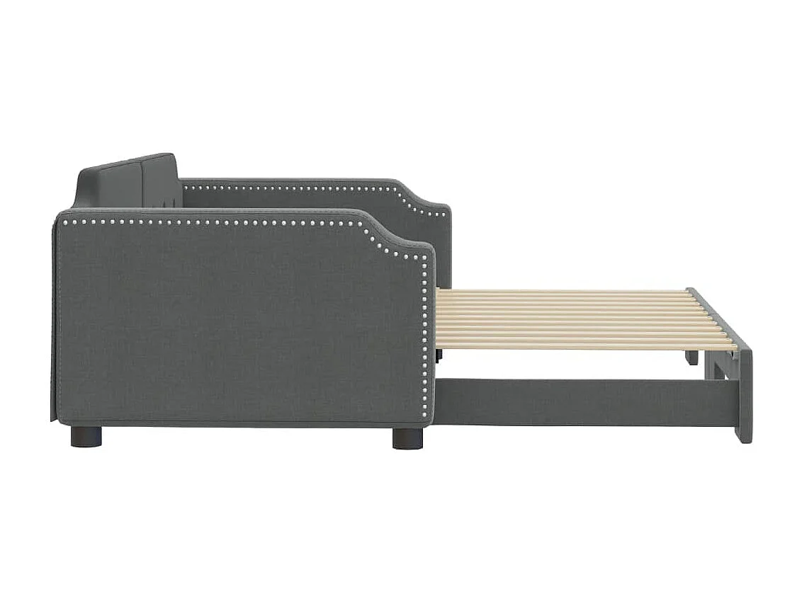 Lit de jour avec gigogne sans matelas gris foncé 100x200 cm