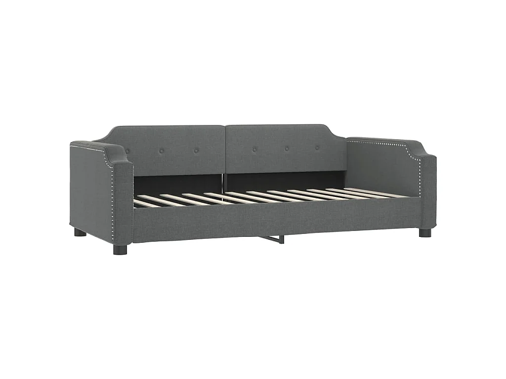 Lit de jour avec gigogne sans matelas gris foncé 100x200 cm