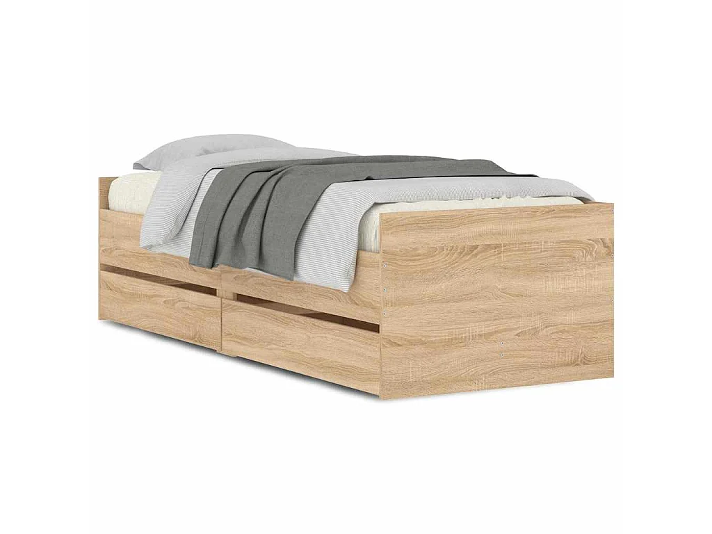 Cadre de lit sans matelas chêne sonoma 75x190 cm