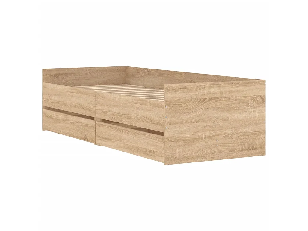 Cadre de lit sans matelas chêne sonoma 75x190 cm