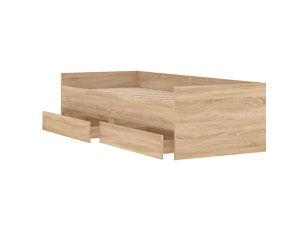 Cadre de lit sans matelas chêne sonoma 75x190 cm