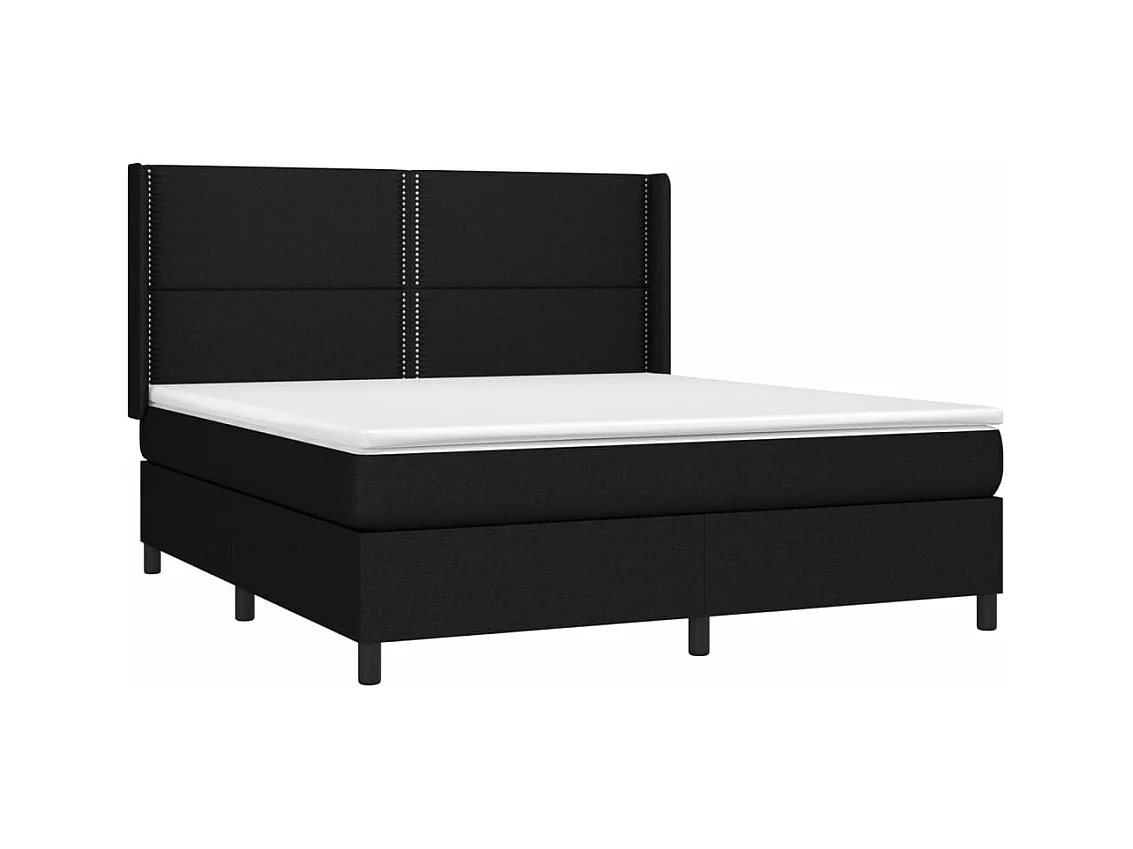Boxspringbett mit Matratze & LED Schwarz 180x200 cm Stoff
