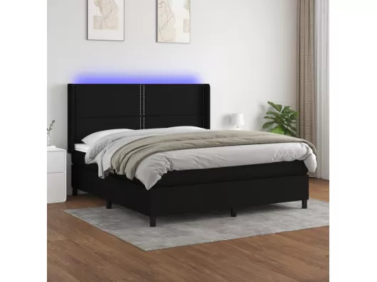 Kauf Unique Boxspringbett mit Matratze & LED Schwarz 180x200 cm Stoff