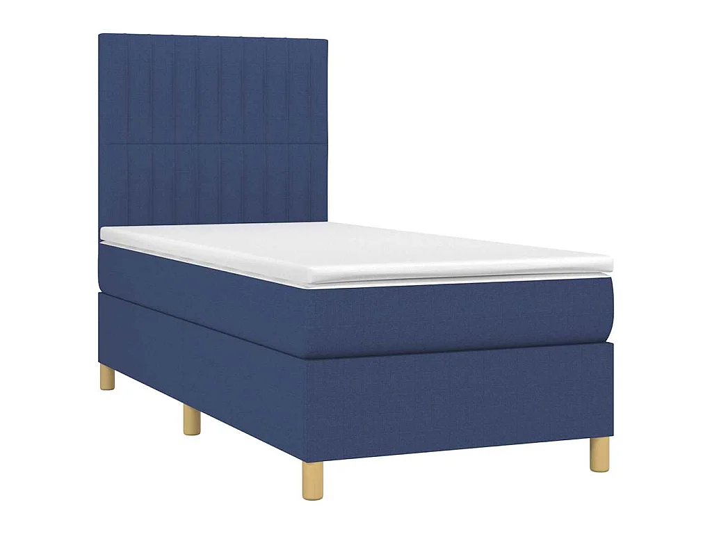 Letto a Molle con Materasso e LED Blu 80x200 cm in Tessuto
