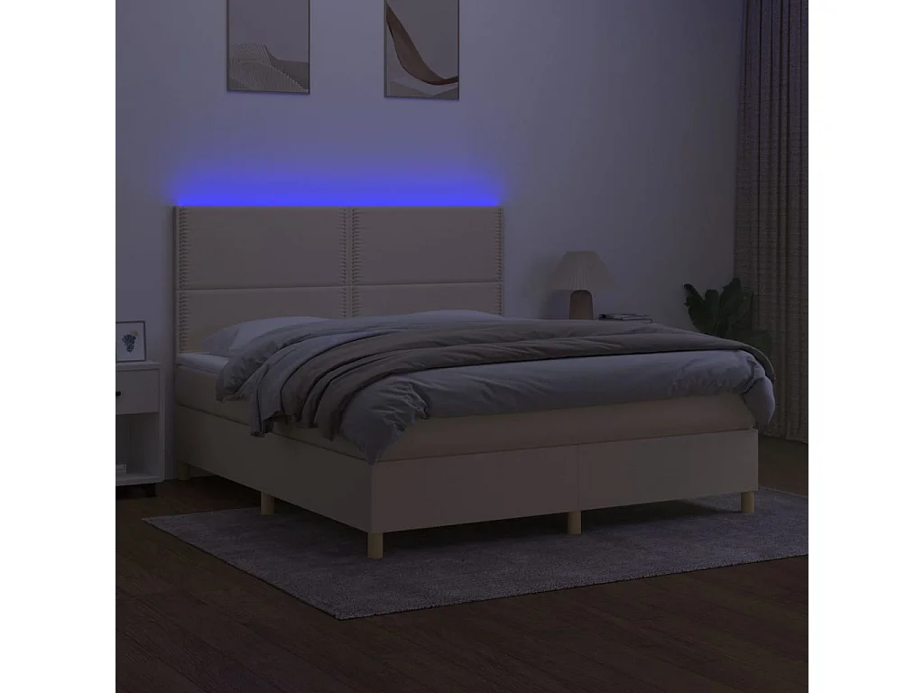 Boxspring met matras en LED stof crèmekleurig 160x200 cm