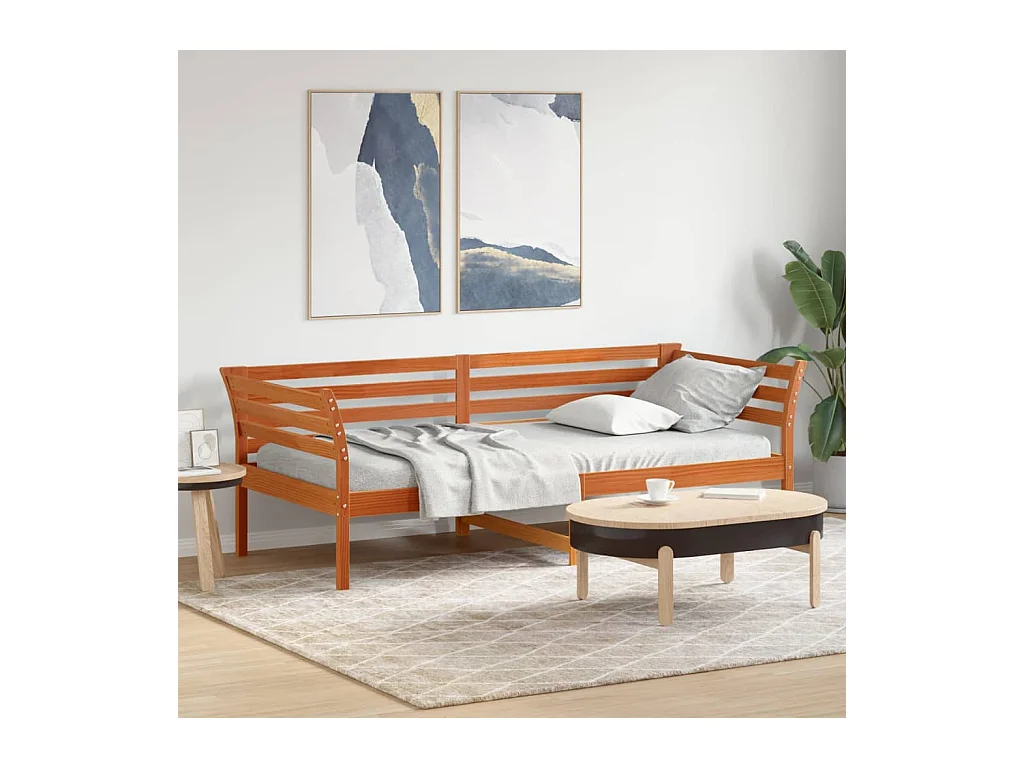 Slaapbank zonder matras 80x200 cm massief grenenhout wasbruin