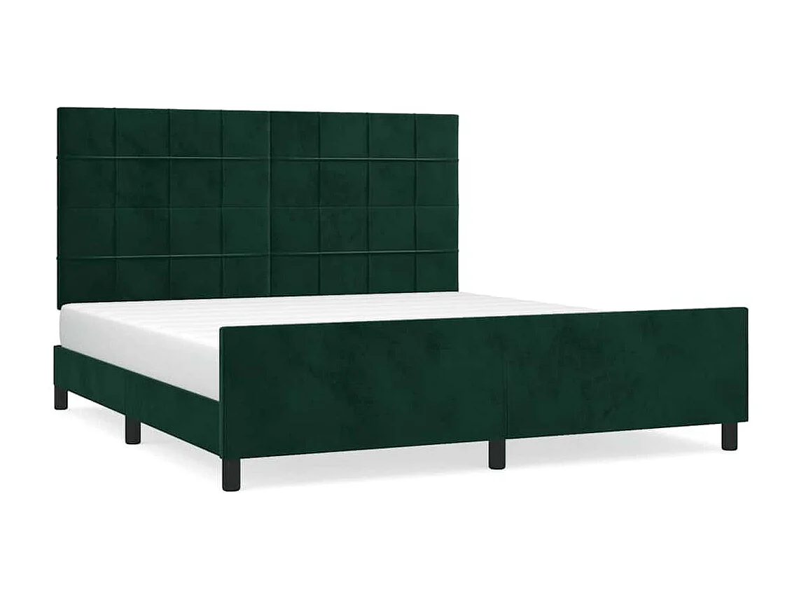 Estrutura de cama sem colchão 160x200 cm veludo verde-escuro