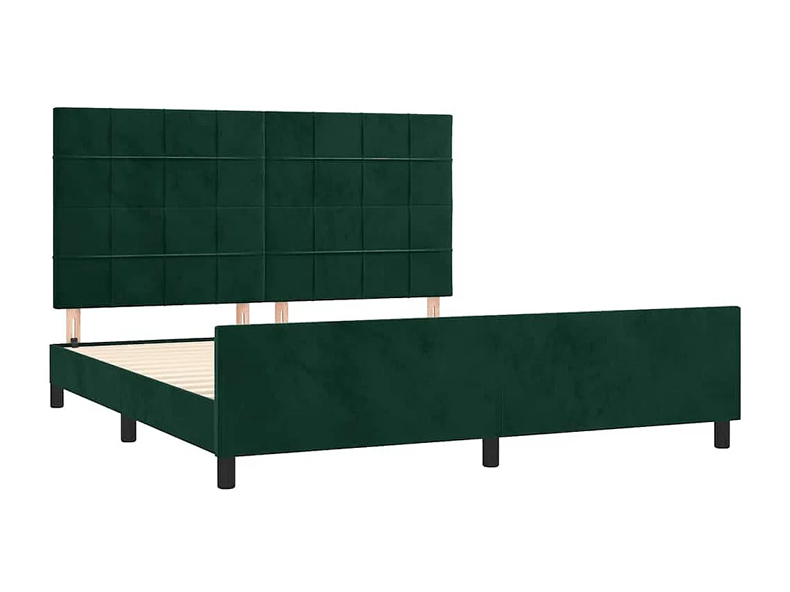 Estrutura de cama sem colchão 160x200 cm veludo verde-escuro