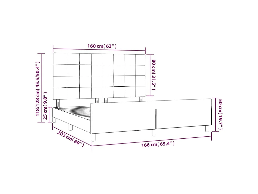 Bedframe zonder matras 160x200 cm fluweel donkergroen