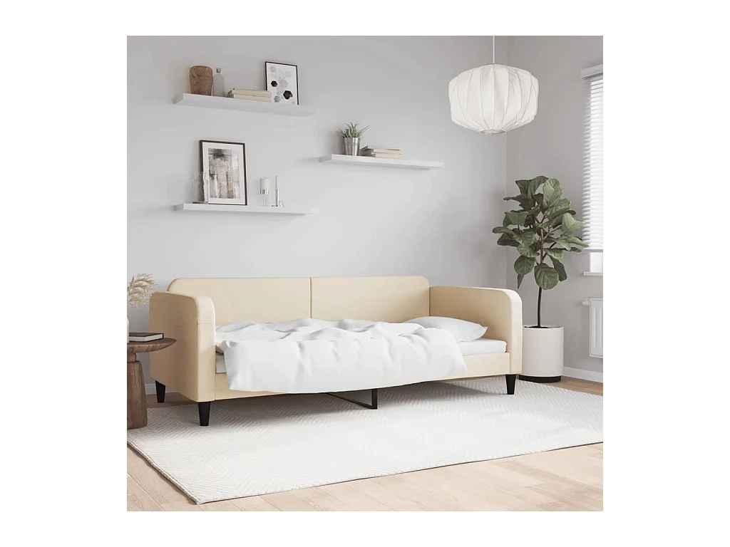 Lit de repos sans matelas crème 90x200 cm tissu