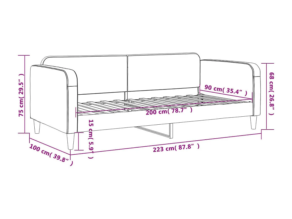 Tagesbett Creme 90x200 cm Stoff