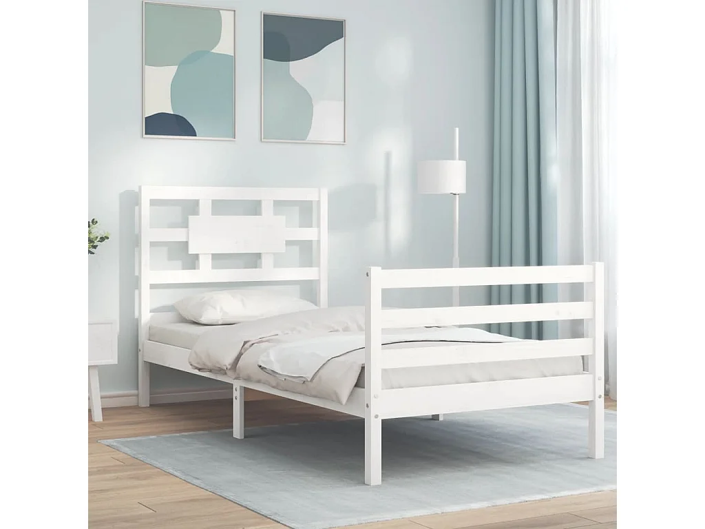 Cadre de lit sans matelas blanc 100x200 cm bois massif