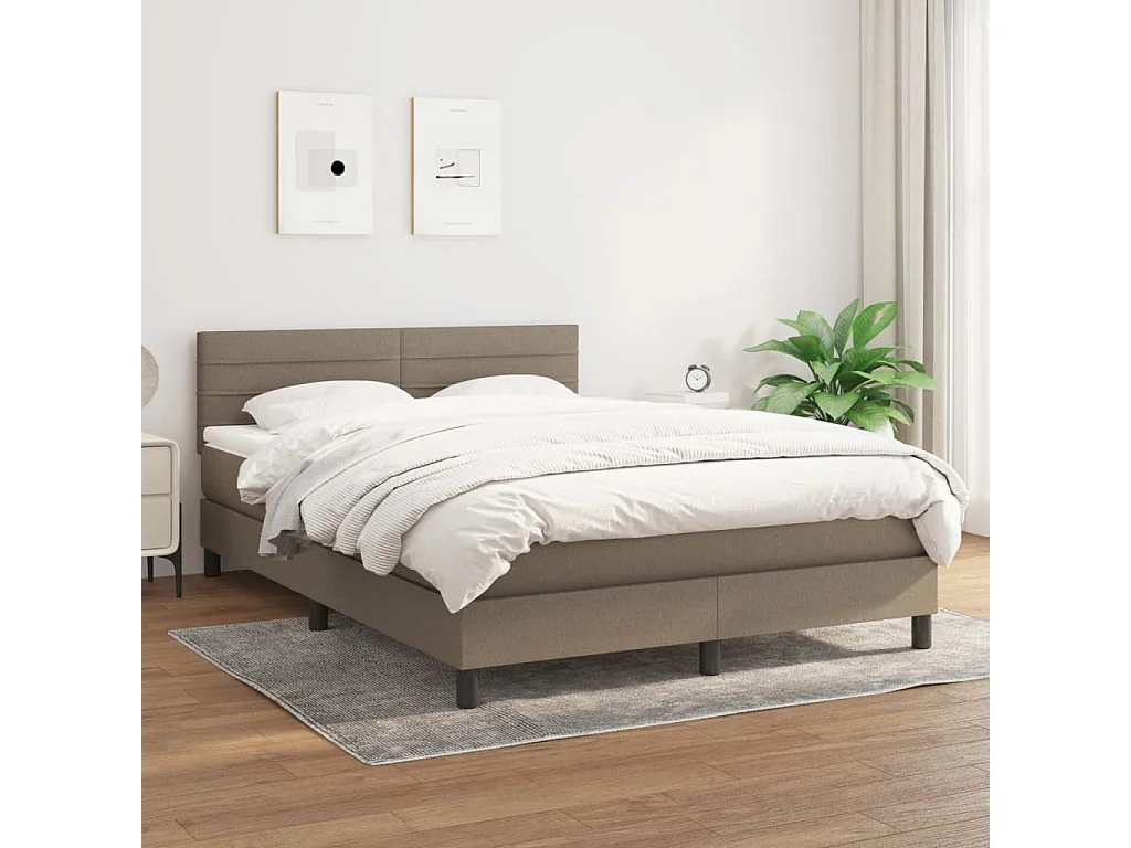 Boxspring met matras stof taupe 140x200 cm