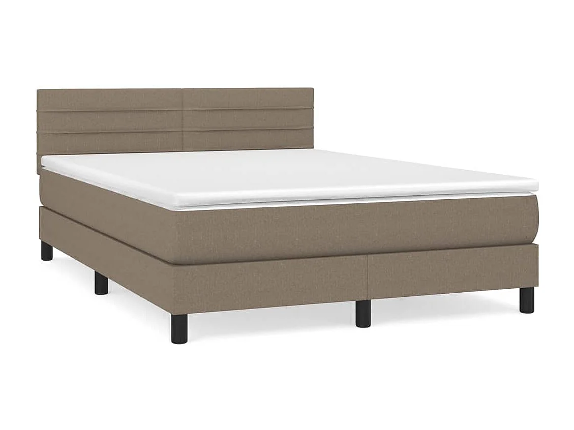 Sommier à lattes de lit avec matelas Taupe 140x200 cm Tissu