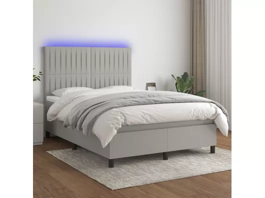 Kauf Unique Boxspringbett mit Matratze & LED Hellgrau 140x190 cm Stoff