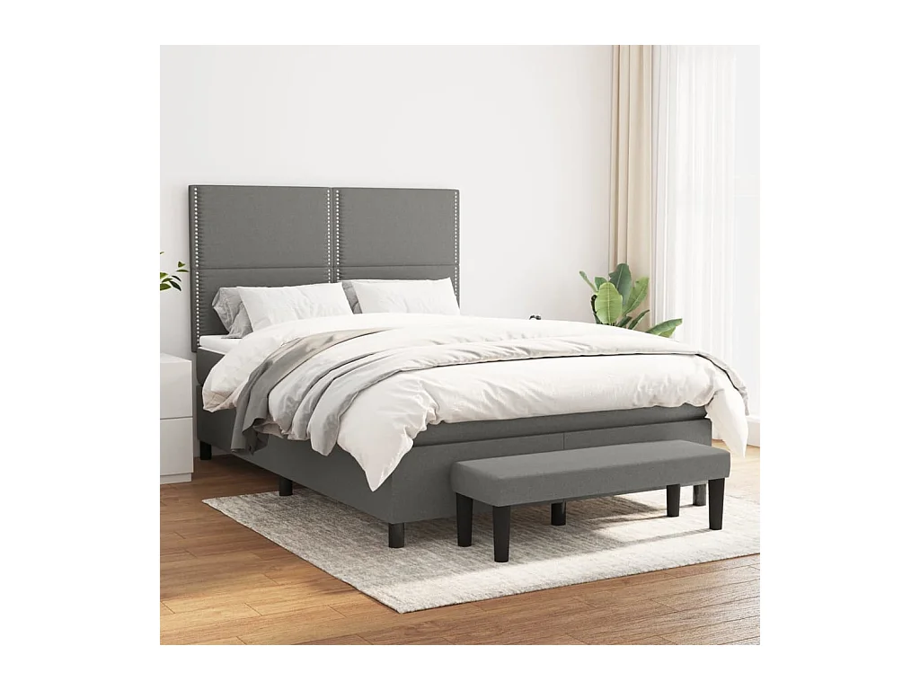 Sommier à lattes de lit avec matelas Gris foncé 140x190cm Tissu