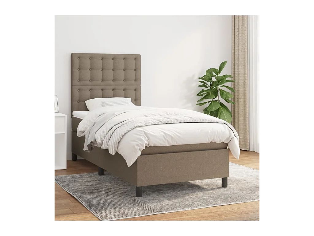 Sommier à lattes de lit avec matelas Taupe 90x200 cm Tissu