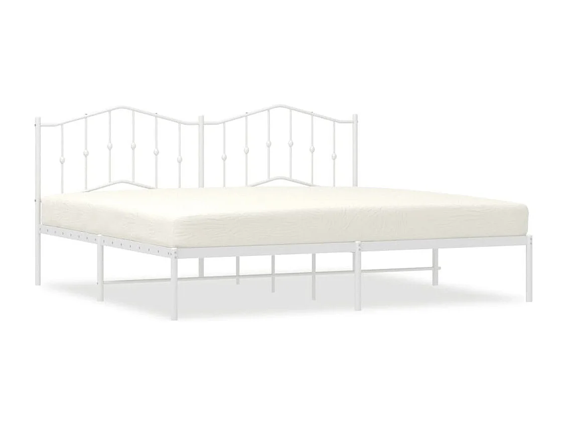 Cadre de lit métal sans matelas et tête de lit blanc 200x200 cm