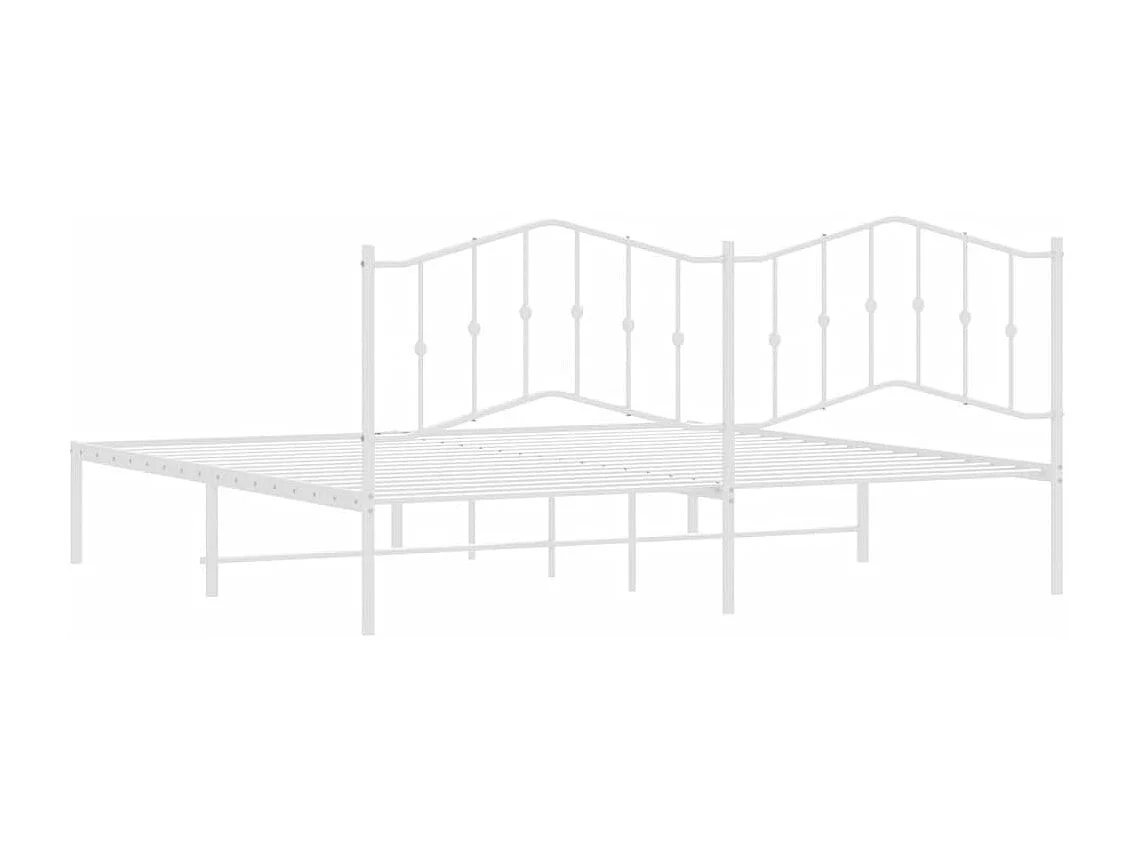 Cadre de lit métal sans matelas et tête de lit blanc 200x200 cm