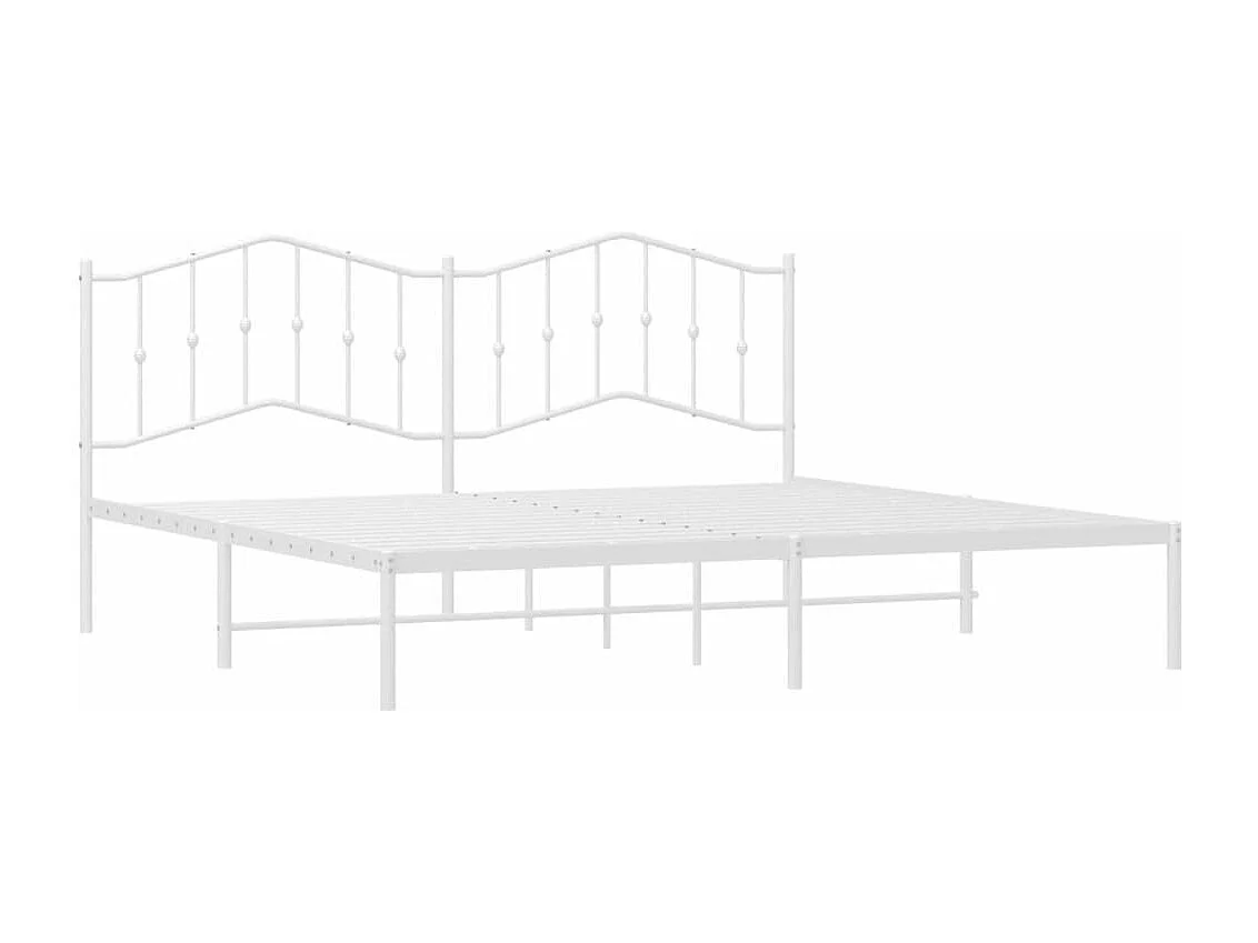 Cadre de lit métal sans matelas et tête de lit blanc 200x200 cm