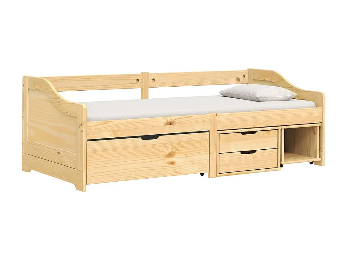 Dormeuse 3 Cassetti 90x200 cm Legno Massello Pino IRUN